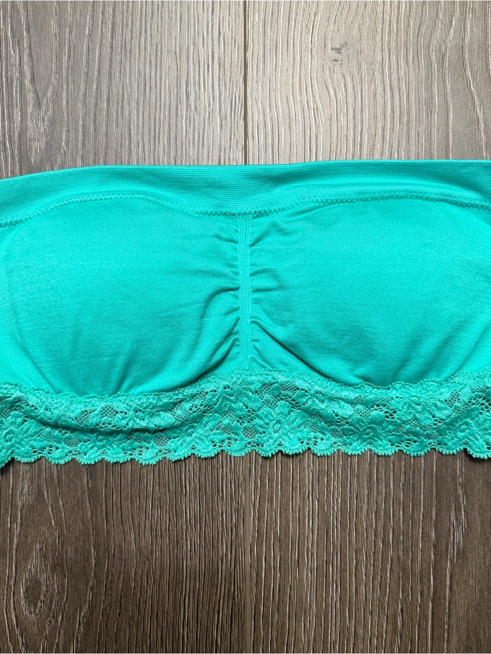Teal/aqua Lace trim Bandeau Bra